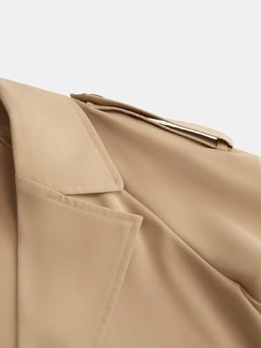 Women's Cropped Trench Coat Notch Lapel Long Sleeve Blazer Casual Short Jacket Fall Fashion Outerwear with Pockets