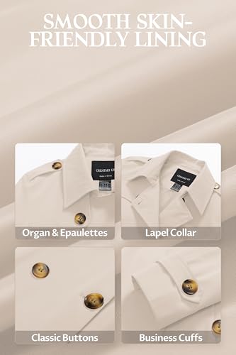 Women's Cropped Trench Coat Classic Double Breasted Lapel Jacket Water Repellent Outerwear
