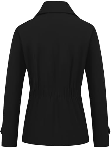 Women's Cropped Trench Coat Classic Double Breasted Lapel Jacket Water Repellent Outerwear