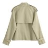 Women's Fall Cropped Trench Coat Double Breasted Casual Trendy Work Office Travel Short Jackets Outerwear with Pocket