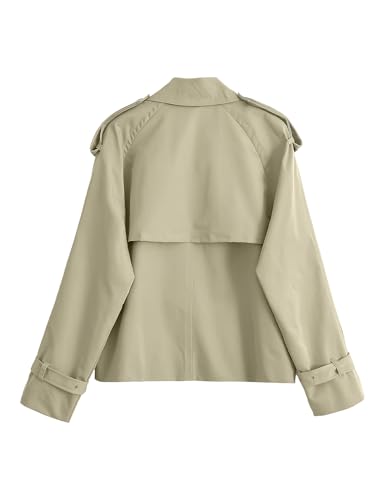 Women's Fall Cropped Trench Coat Double Breasted Casual Trendy Work Office Travel Short Jackets Outerwear with Pocket