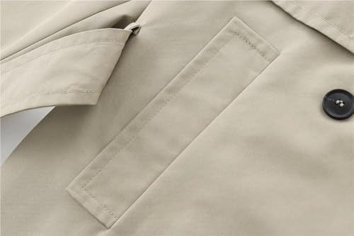 Women's Retro Short Trench Coat Button Front Lace Up Jacket Long Sleeve Lapel Casual Outerwear