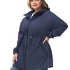 Women's Plus Size Long Hooded Raincoat Lightweight Waterproof Windbreaker Jacket