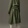 Womens Long Trench Coat Casual Double Breasted Windproof Jacket Classic Lapel Overcoat with Belt