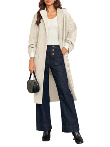 Womens Long Pea Coats Oversized Wrap Wool Blend Trench Coats Winter Open Front Cardigan Overcoats