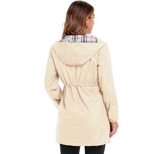 Rain Coat for Women Waterproof with Hood Lightweight Women's Rain Jacket Outdoor Trench Windbreaker Long Raincoats