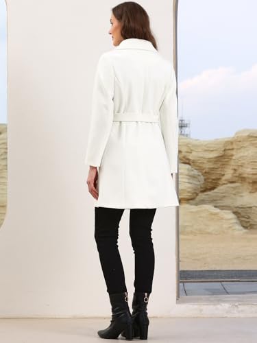 Winter Coats for Women's Lapel Collared Single Breasted with Belt Overcoat Trench Outerwear