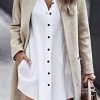 Women’s Coat, Long Sleeve Stand Collar Cardigan Mid-Long Open Front Outwear Overcoat with Zipper Pockets