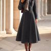 Womens Long Wool Coat Fall Winter Double Breasted Trench Coat Peacoat Jackets