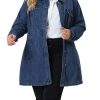 Plus Size Denim Jacket for Women Buttons Long Sleeve Jean Jackets