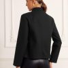 Winter Pea Coat for Women's Casual Stand Collar Short Cropped Double Breasted Jacket