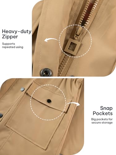 Women's Waterproof Rain Jacket Long Raincoat Hooded Windbreaker Trench Coat