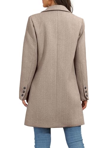 Women's Notch Lapel Double Breasted Trench Coat Peacoat Winter Casual Long Blazer Jacket Overcoat