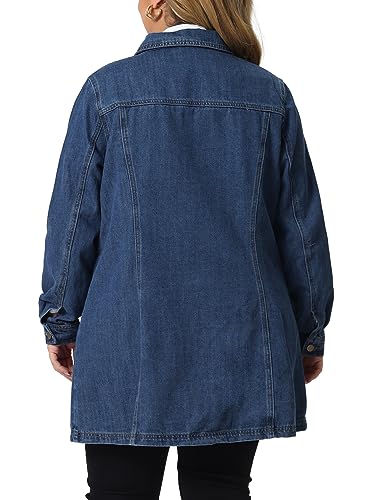 Plus Size Denim Jacket for Women Buttons Long Sleeve Jean Jackets