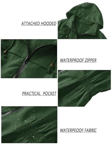 Women Waterproof Lightweight Rain Jacket Active Outdoor Hooded Raincoat