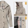 Women's Long Hooded Rain Jacket Outdoor Raincoat Windbreaker