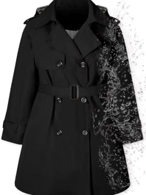 Girls & Women's Rain Jackets Waterproof Hooded Trench Coat,3 Years - Women 2XL
