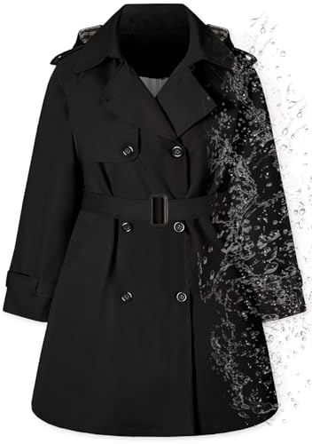 Girls & Women's Rain Jackets Waterproof Hooded Trench Coat,3 Years - Women 2XL
