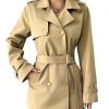 womens trench coat Long Sleeve Double Breasted Casual Short Trench Coat