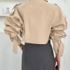 Women's Cropped Trench Coat Long Sleeve Casual Jacket Classic Double-Breasted Lapel Overcoat Fashion Outerwear