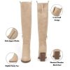Womens Faux Suede Knee High Side Zipper Chunky Heel Stretch Winter Boots