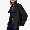 Women's Cropped Trench Coat Double Breasted Short Jacket High Collar Fall Winter Coats Trendy Outfit with Belt