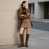 Knee High Boots for Women Round Toe Women's Fashion Tall Riding Boots Chunky Platform Long Flat Boot with Side Zipper Low Heel