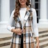 Plaid Vest for Women Fall Winter Sleeveless Blazer Jackets