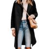 Women's Notch Lapel Double Breasted Wool Blend Mid Long Pea Trench Coat