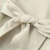 Women's Casual Chic Jacket Lapel Long Sleeve Lace Up Short Trench Coat Solid Color Lightweight Outerwear