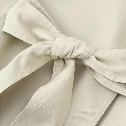 Women's Casual Chic Jacket Lapel Long Sleeve Lace Up Short Trench Coat Solid Color Lightweight Outerwear