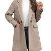 Women's Notch Lapel Double Breasted Trench Coat Peacoat Winter Casual Long Blazer Jacket Overcoat