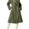 Womens Long Trench Coat Casual Double Breasted Windproof Jacket Classic Lapel Overcoat with Belt