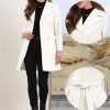 Winter Coats for Women's Lapel Collared Single Breasted with Belt Overcoat Trench Outerwear