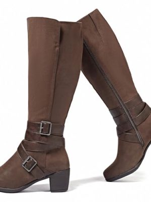 Women's Knee High Boots with Chunky Heel, Pointed Toe, Comfortable and Fashionable for Fall and Winter Wear for Women.