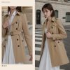 Women's Double-Breasted Trench Coat Classic Lapel Overcoat Slim Outerwear Waterproof Coat with Belt Buckle