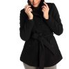Bella Womens Wool Coat Button Up Jacket Belted Blazer