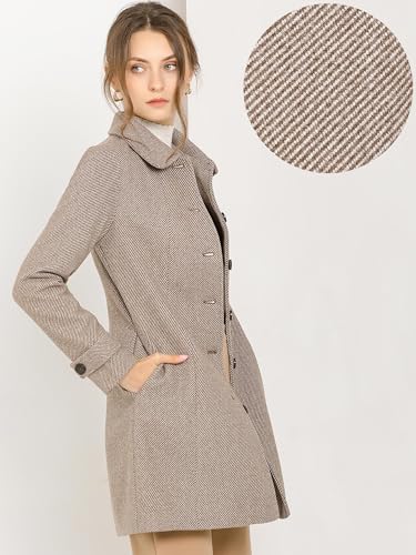 Women's Peter Pan Collar Overcoat Single Breasted Pockets Winter Long Coat