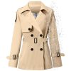 Women's Double Breasted Short Trench Coat Water-Resistant with Belt