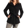 Bella Womens Wool Coat Button Up Jacket Belted Blazer