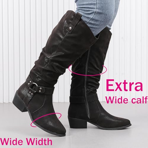 Women's Extra Wide Calf Knee High Boots, Wide Width Slouchy Knee-High Boots.