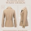 Women's Cropped Trench Coat Classic Double Breasted Lapel Jacket Water Repellent Outerwear