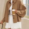 Womens Oversized Cropped Trench Coat Batwing Sleeve Single Breasted Lapel Casual Jackets Fall Button up Outerwear