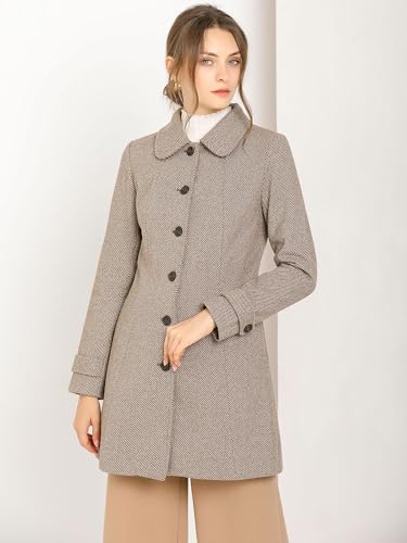 Women's Peter Pan Collar Overcoat Single Breasted Pockets Winter Long Coat