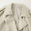 Women's Casual Chic Jacket Lapel Long Sleeve Lace Up Short Trench Coat Solid Color Lightweight Outerwear