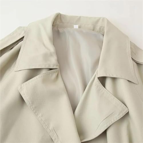 Women's Casual Chic Jacket Lapel Long Sleeve Lace Up Short Trench Coat Solid Color Lightweight Outerwear