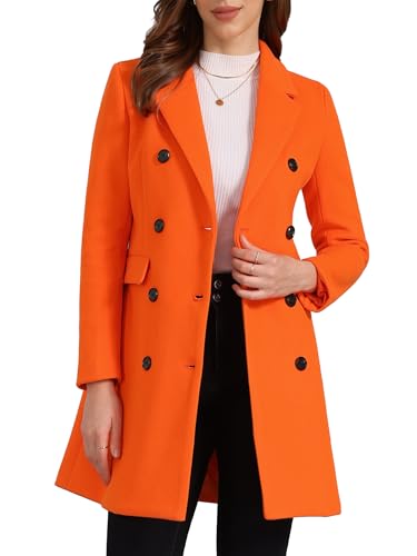 Women's Winter Coat Elegant Notched Lapel Double Breasted Trench Coat