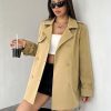 womens trench coat Long Sleeve Double Breasted Casual Short Trench Coat