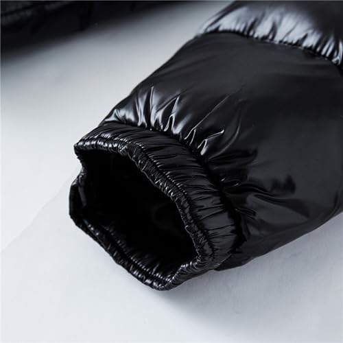Men's Fashion Shiny Padded Coats Casual Winter Warm ater-Resistant Outwear Zip up Hooded Puffer Jackets