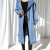 Women's Long Double Breasted Denim Jacket Oversized Button Down Maxi Jean Coat Classic Lapel Outercoat